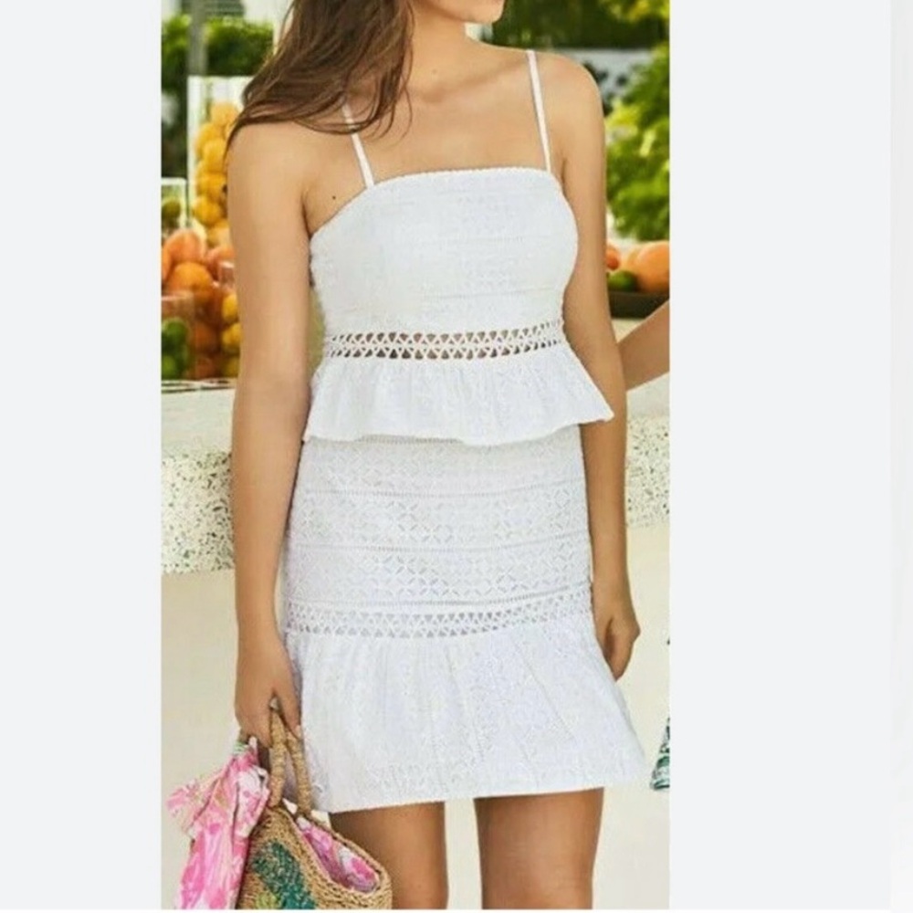Lilly Pulitzer Jan Peplum White Eyelet Skirt